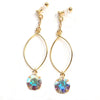 Aurora Borealis Swarovski Crystal and Hoop Invisible Clip On Earrings (Gold tone) - Miyabi Grace