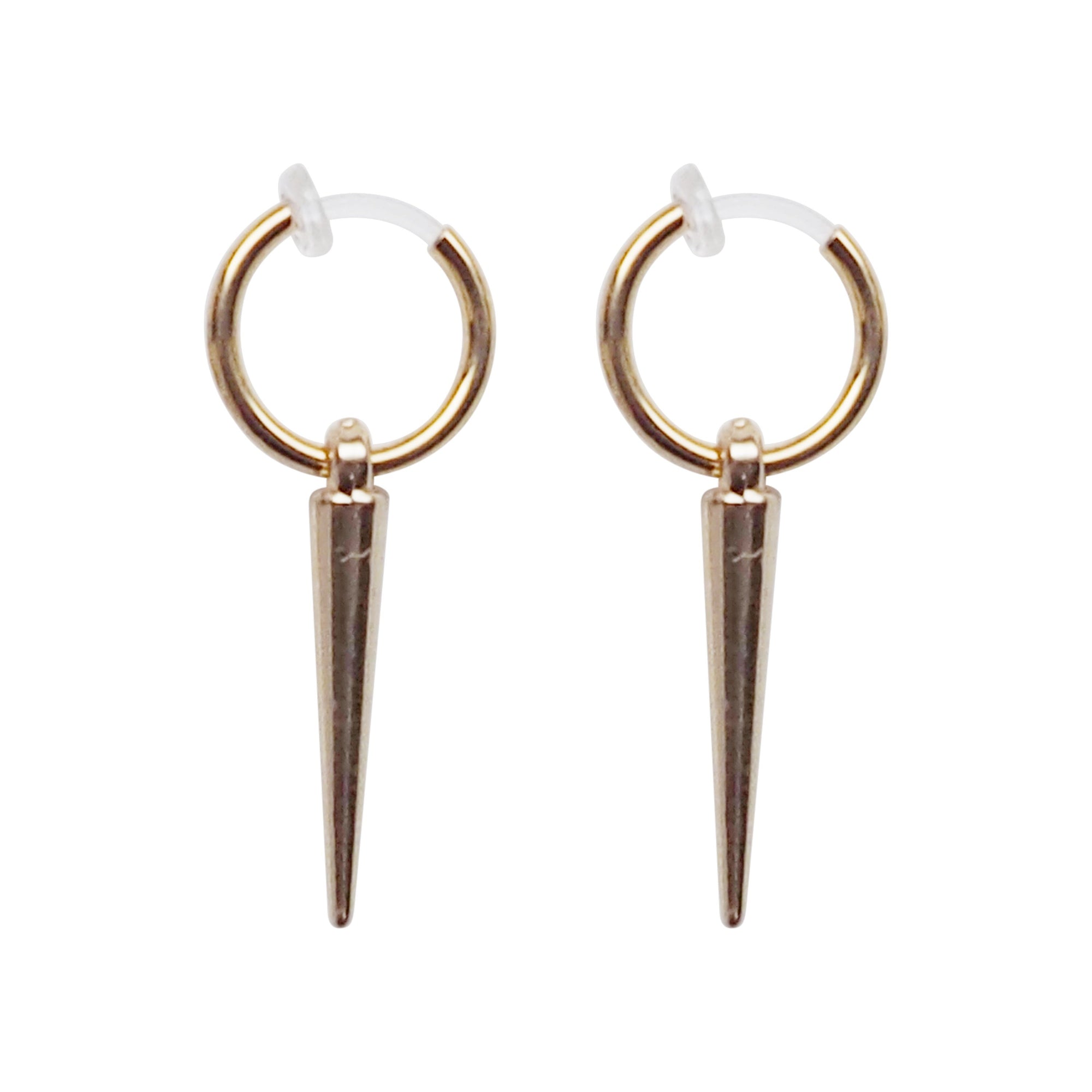 Gold Spike Resin Clip On Hoop Earrings - Miyabi Grace