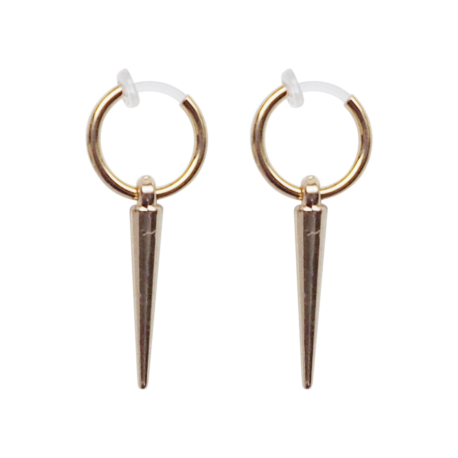 Gold Spike Resin Clip On Hoop Earrings - Miyabi Grace