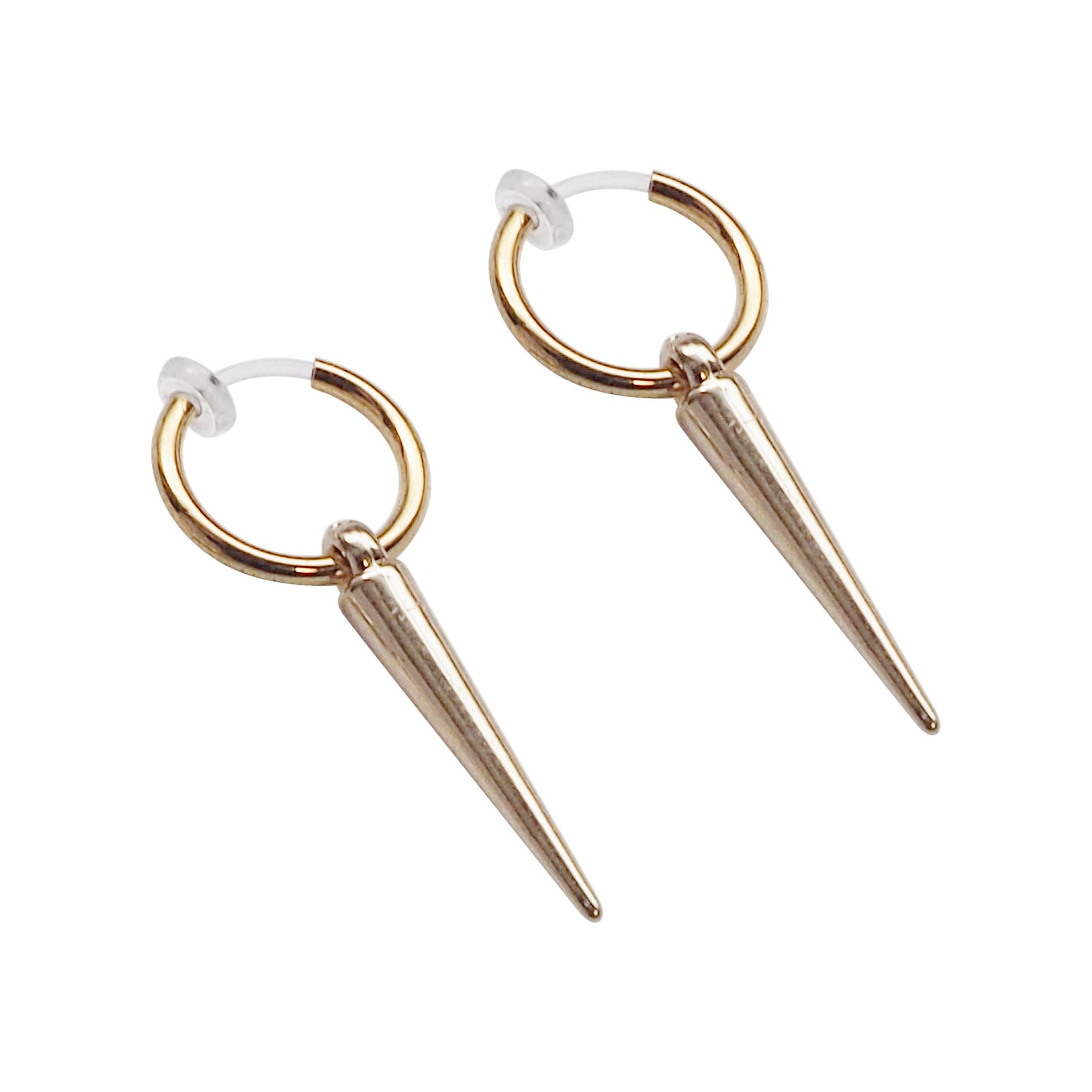 Gold Spike Resin Clip On Hoop Earrings - Miyabi Grace