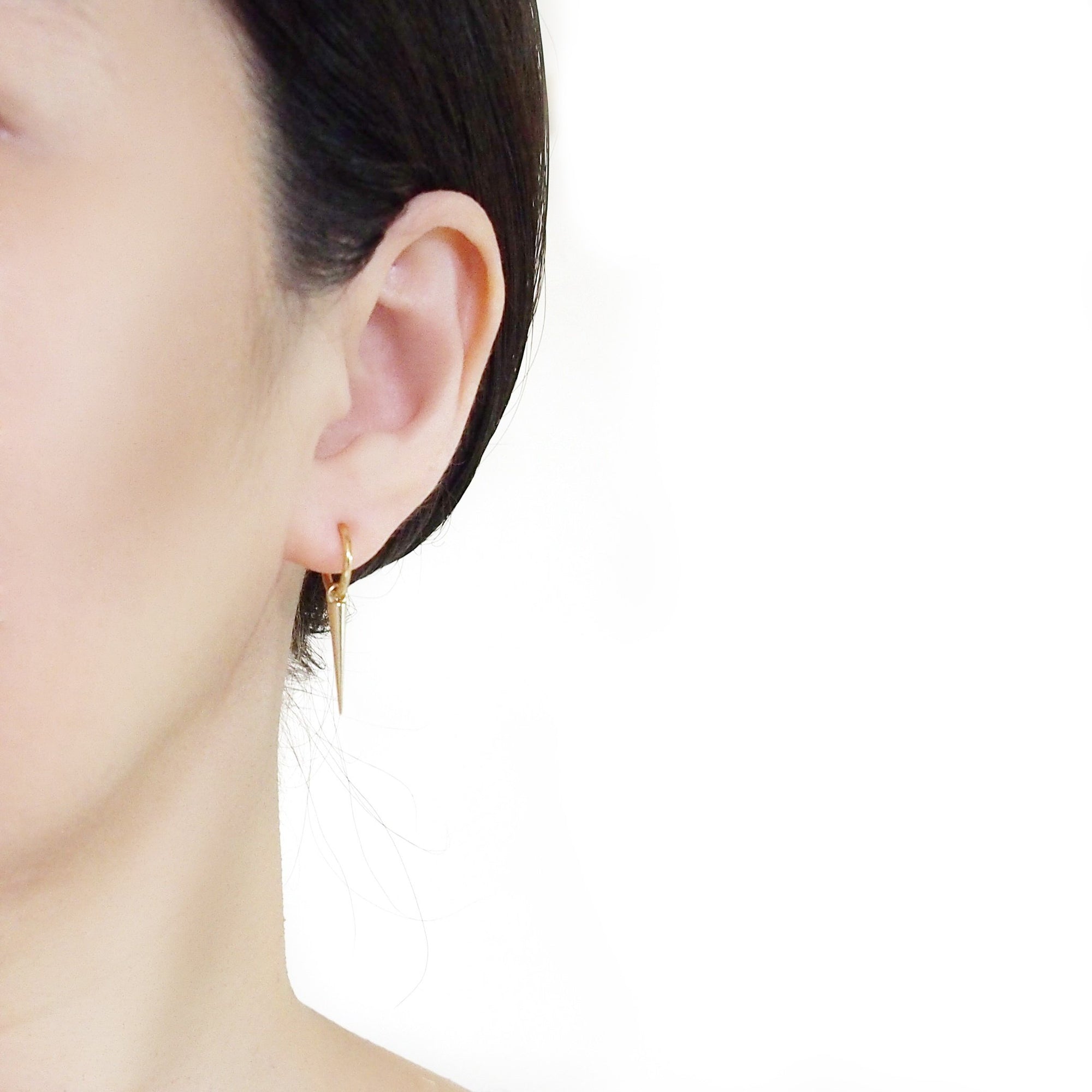 Gold Spike Resin Clip On Hoop Earrings - Miyabi Grace