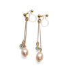 Light orange freshwater pearl invisible clip on earrings - miyabigracejewelry.com