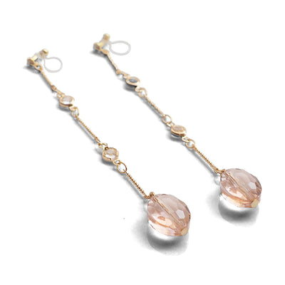 Dangle light pink drop invisible clip on earrings - miyabigracejewelry.com