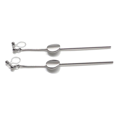 Dangle silver threader with coin invisible clip on earrings - miyabigracejewelry.com