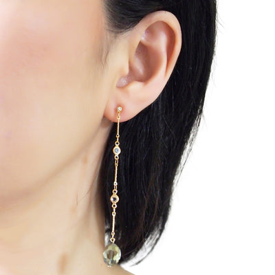 Dangle moss green drop invisible clip on earrings - miyabigracejewelry.com