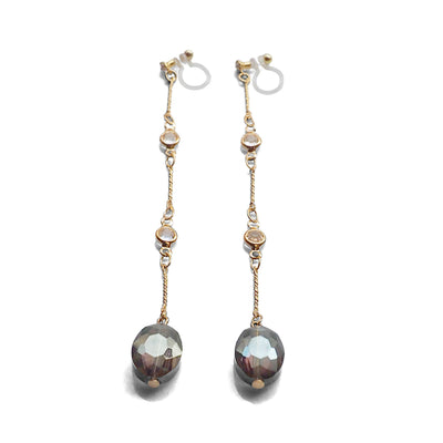 Dangle moss green drop invisible clip on earrings - miyabigracejewelry.com