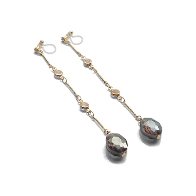 Dangle moss green drop invisible clip on earrings - miyabigracejewelry.com