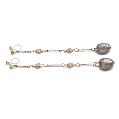 Dangle moss green drop invisible clip on earrings - miyabigracejewelry.com