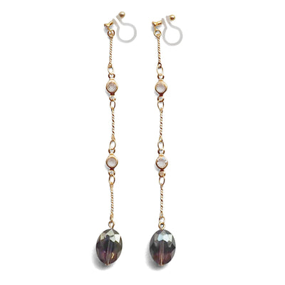 Dangle moss green drop invisible clip on earrings - miyabigracejewelry.com