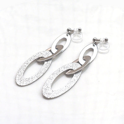 Triple silver hoop invisible clip on earrings - miyabigracejewelry.com