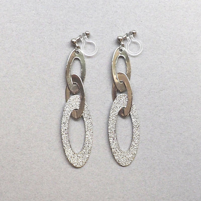 Triple silver hoop invisible clip on earrings - miyabigracejewelry.com