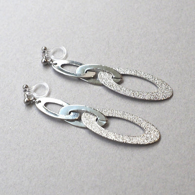 Triple silver hoop invisible clip on earrings - miyabigracejewelry.com