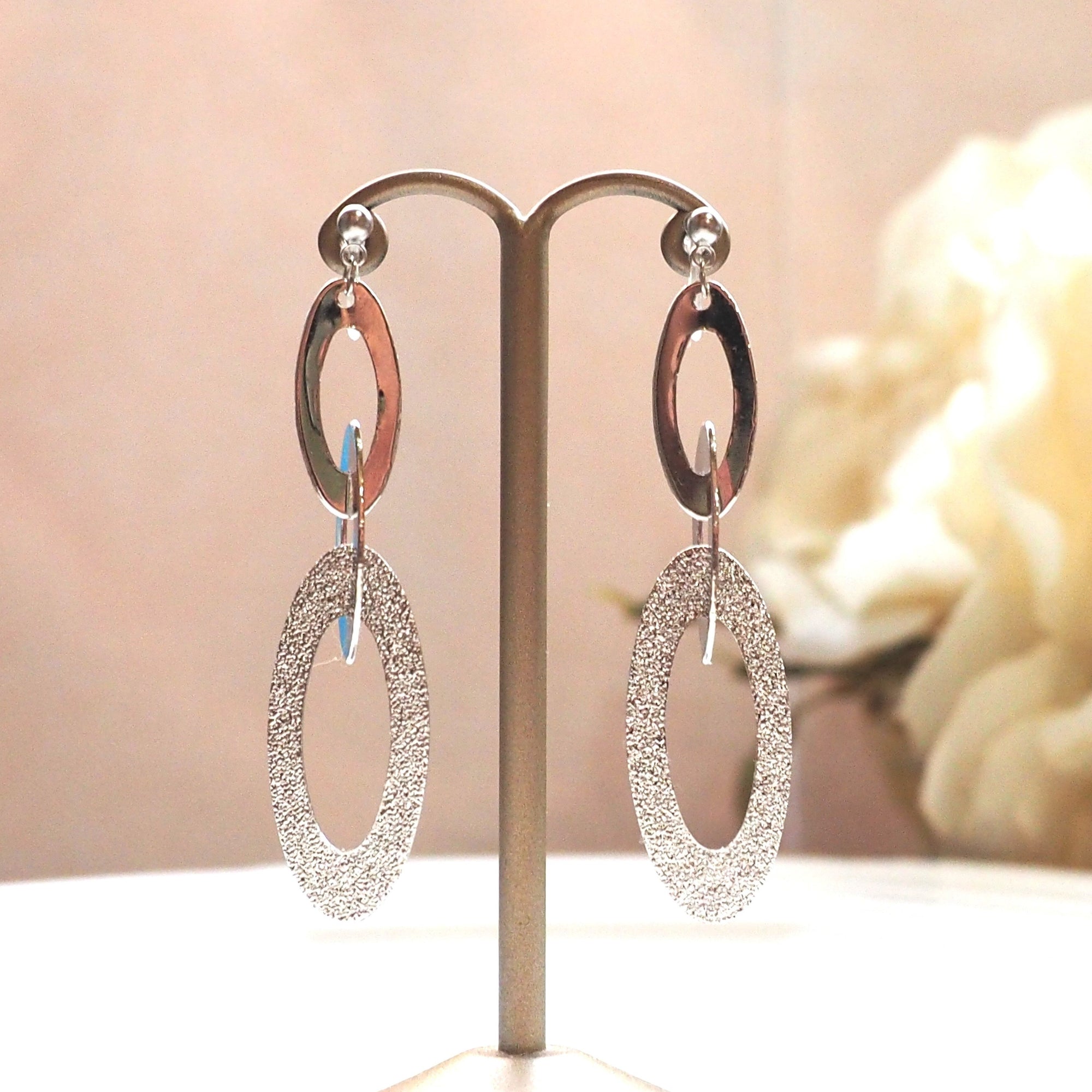 Triple silver hoop invisible clip on earrings - miyabigracejewelry.com
