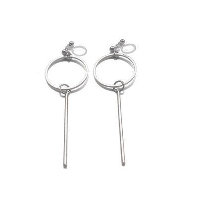 Hoop and Bar Invisible Clip On Earrings ( Silver tone ) - miyabigracejewelry.com