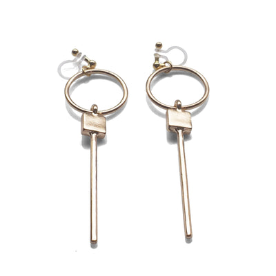 Hoop and Bar Invisible Clip On Earrings ( Gold tone ) - miyabigracejewelry.com