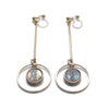 Abalone Shell and Dangle Long Round Hoop Invisible Clip on Earrings - miyabigracejewelry.com