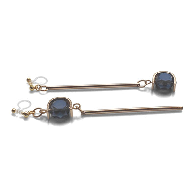 Dangle Asymmetric Blue Crystal Invisible Clip On Earrings - miyabigracejewelry.com