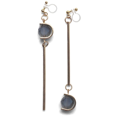 Dangle Asymmetric Blue Crystal Invisible Clip On Earrings - miyabigracejewelry.com