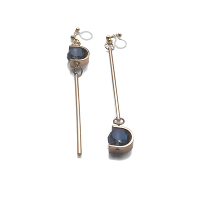 Dangle Asymmetric Blue Crystal Invisible Clip On Earrings - miyabigracejewelry.com