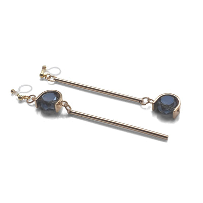 Dangle Asymmetric Blue Crystal Invisible Clip On Earrings - miyabigracejewelry.com