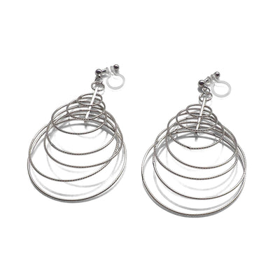Dangle Silver Gradated Hoop Invisible Clip on Earrings - miyabigracejewelry.com