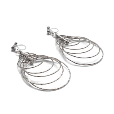 Dangle Silver Gradated Hoop Invisible Clip on Earrings - miyabigracejewelry.com