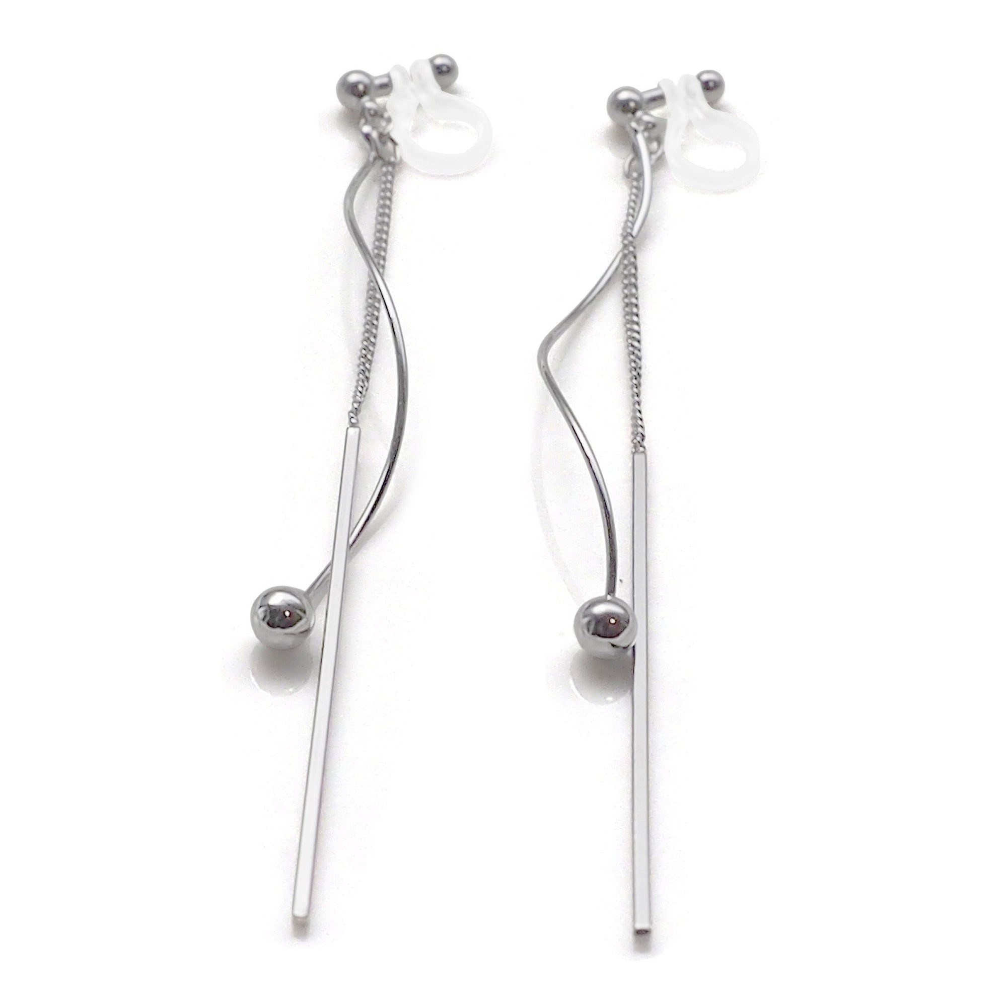 Silver threader invisible clip on earrings - miyabigracejewelry.com