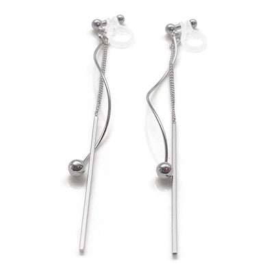 Silver threader invisible clip on earrings - miyabigracejewelry.com