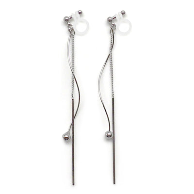 Silver threader invisible clip on earrings - miyabigracejewelry.com