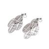 Silver gingham check filigree invisible clip on earrings - miyabigracejewelry.com