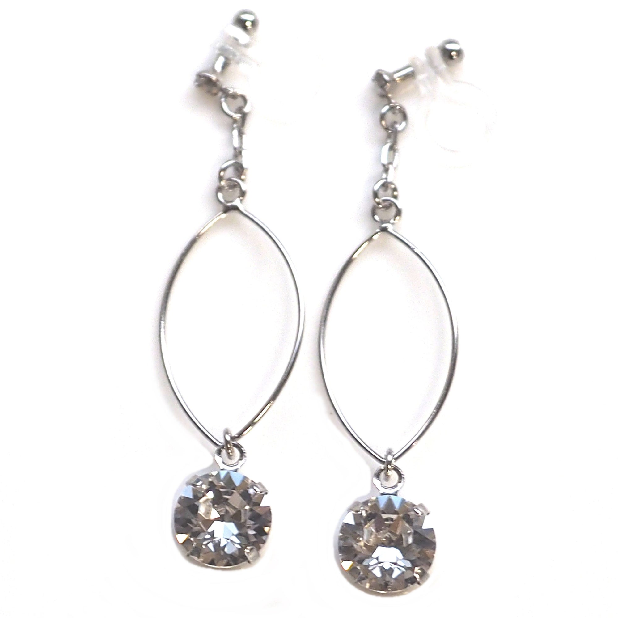 Swarovski Crystal and Hoop Invisible Clip On Earrings (Silver tone) - Miyabi Grace