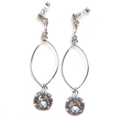 Swarovski Crystal and Hoop Invisible Clip On Earrings (Silver tone) - Miyabi Grace