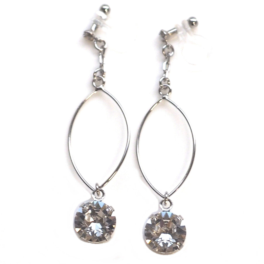 Swarovski Crystal and Hoop Invisible Clip On Earrings (Silver tone) - Miyabi Grace