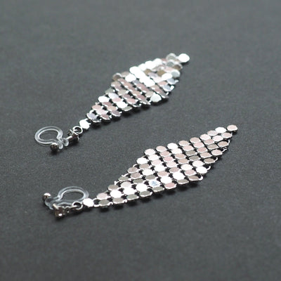 Silver mesh invisible clip on earrings - miyabigracejewelry.com