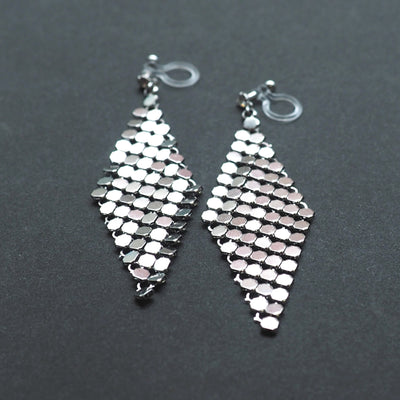 Silver mesh invisible clip on earrings - miyabigracejewelry.com