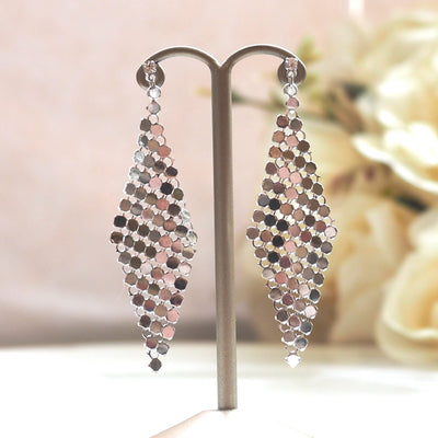 Silver mesh invisible clip on earrings - miyabigracejewelry.com