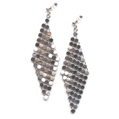Silver mesh invisible clip on earrings - miyabigracejewelry.com
