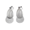 Textured  silver metal and teardrop filigree invisible clip on earrings - miyabigracejewelry.com