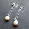 White freshwater pearl invisible clip on earrings - miyabigracejewelry.com