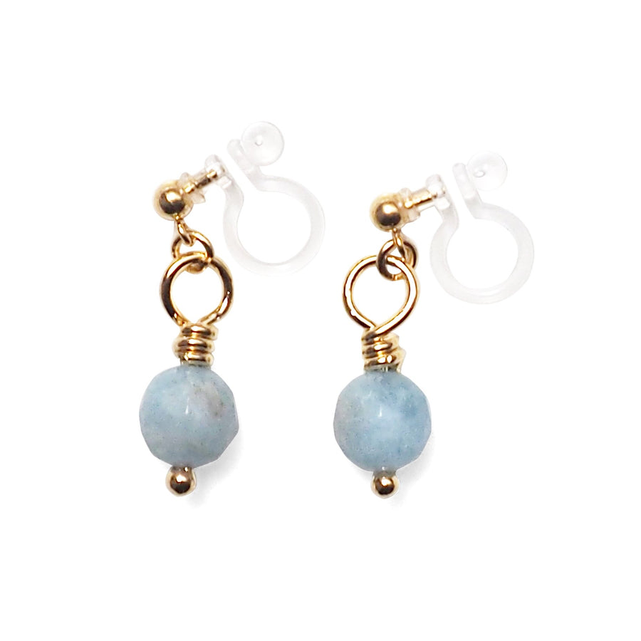 Light Blue Aquamarine Invisible Clip On Earrings - miyabigracejewelry.com