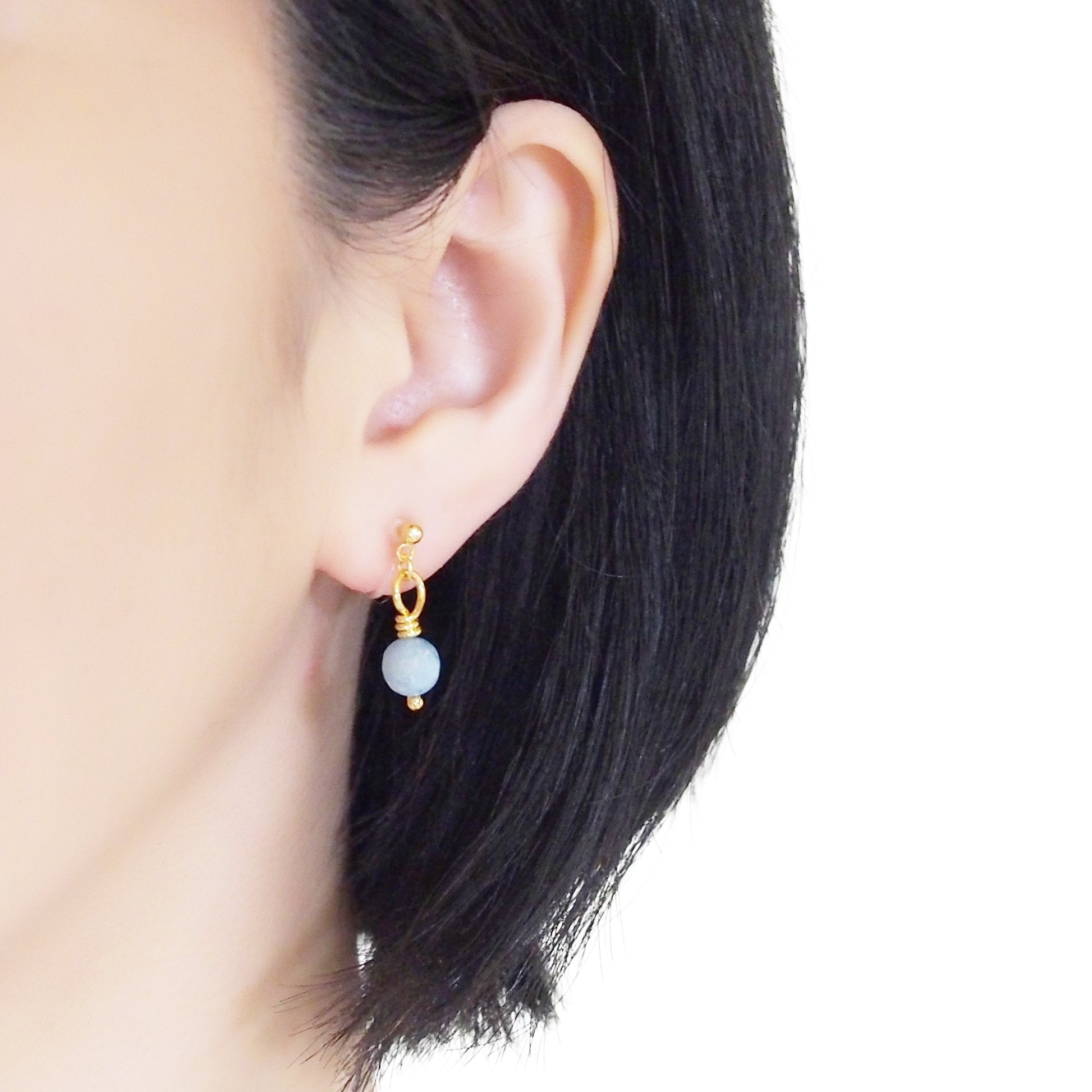 Light Blue Aquamarine Invisible Clip On Earrings - miyabigracejewelry.com