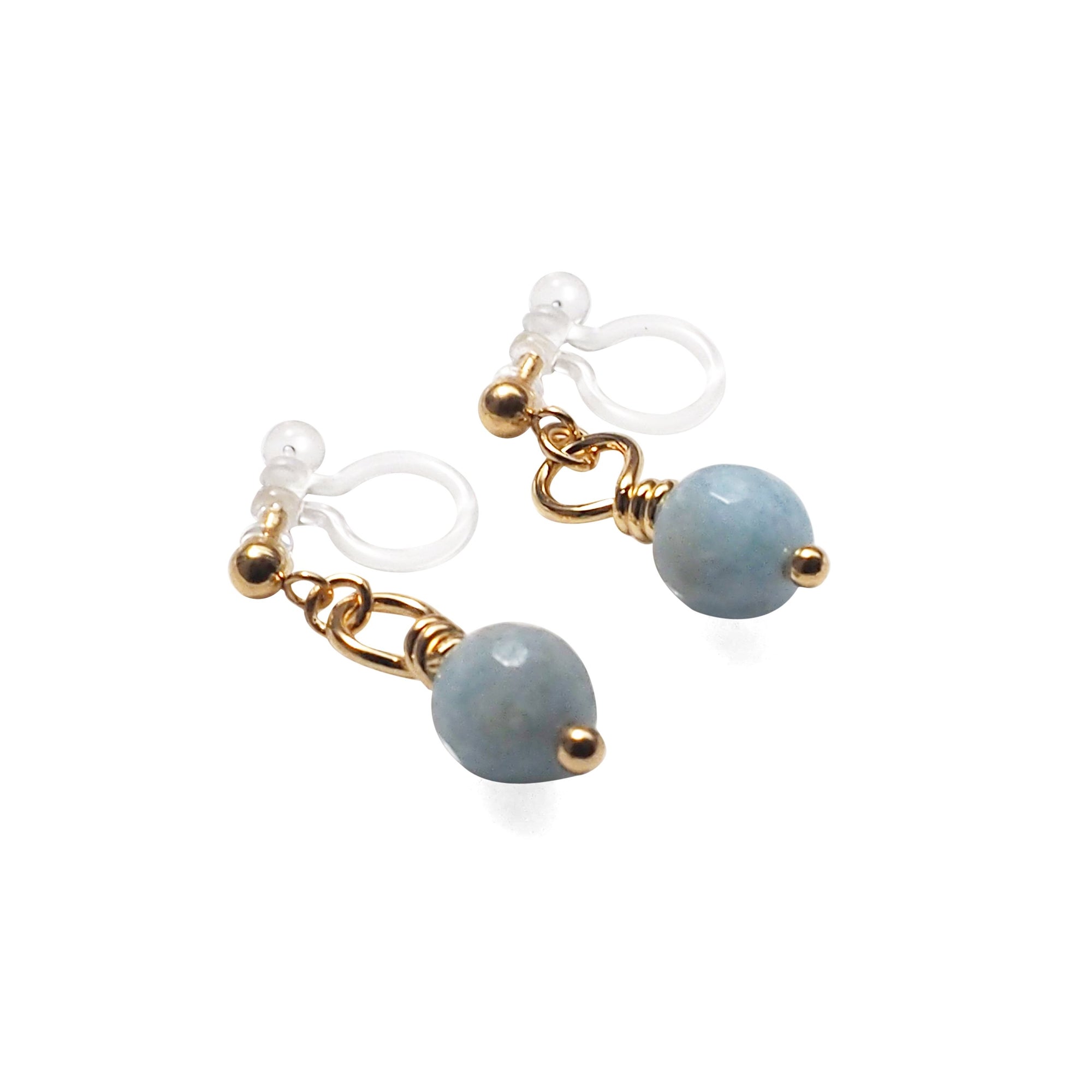 Light Blue Aquamarine Invisible Clip On Earrings - miyabigracejewelry.com