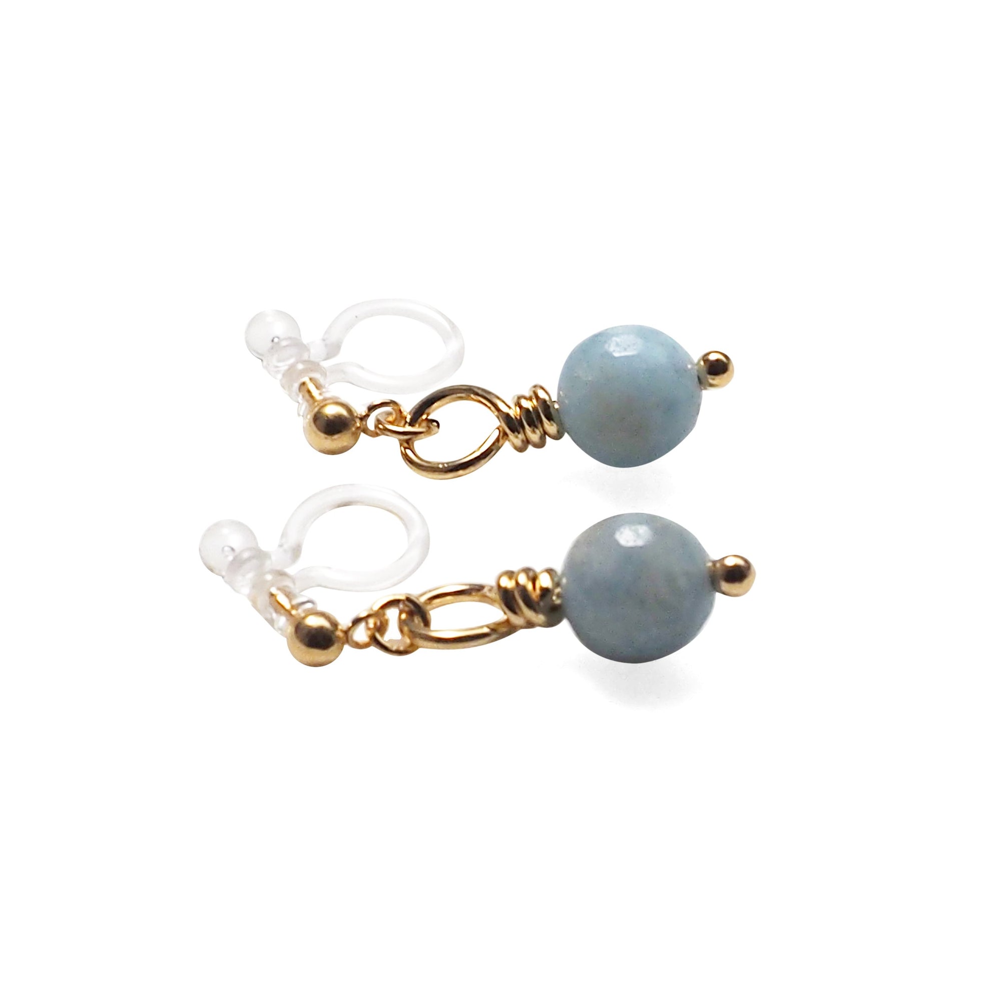 Light Blue Aquamarine Invisible Clip On Earrings - miyabigracejewelry.com