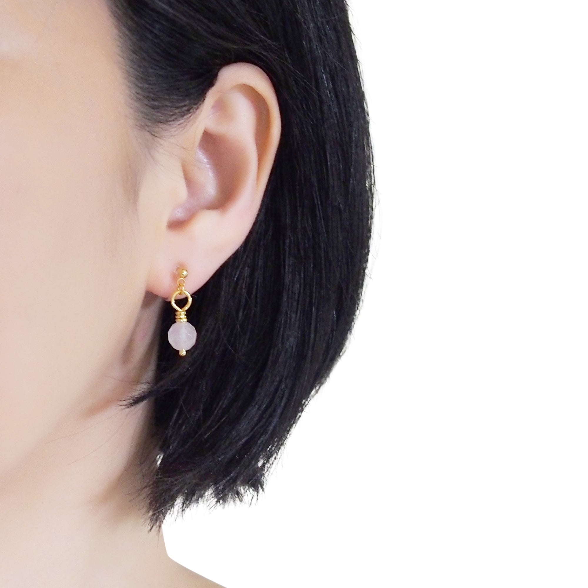 Pink Rose Quartz Invisible Clip On Earrings - miyabigracejewelry.com