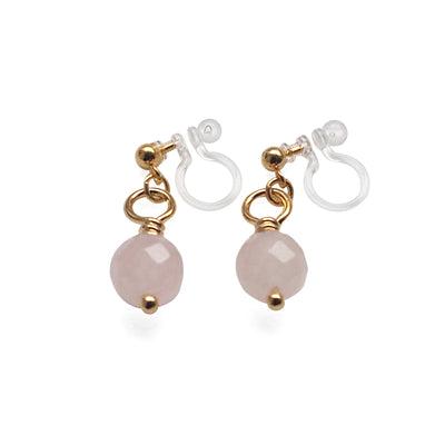 Pink Rose Quartz Invisible Clip On Earrings - miyabigracejewelry.com