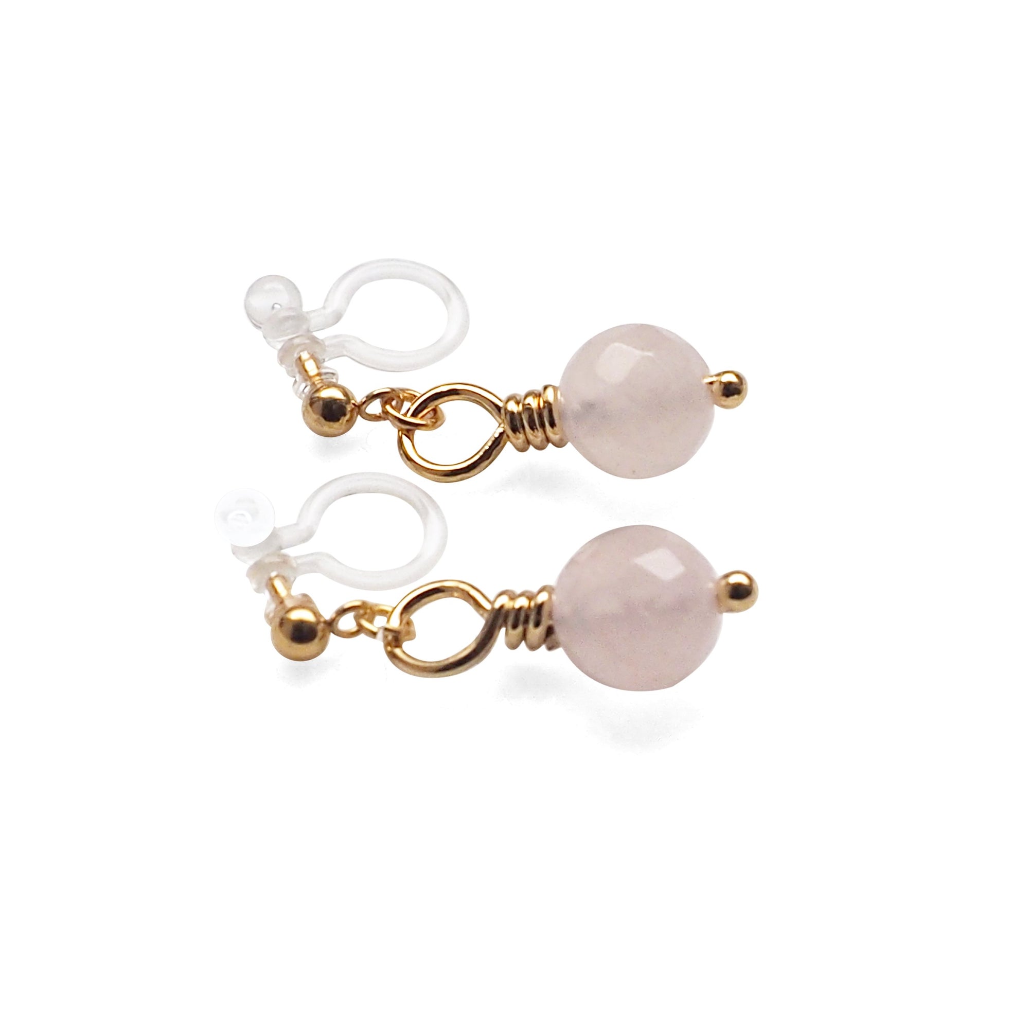 Pink Rose Quartz Invisible Clip On Earrings - miyabigracejewelry.com