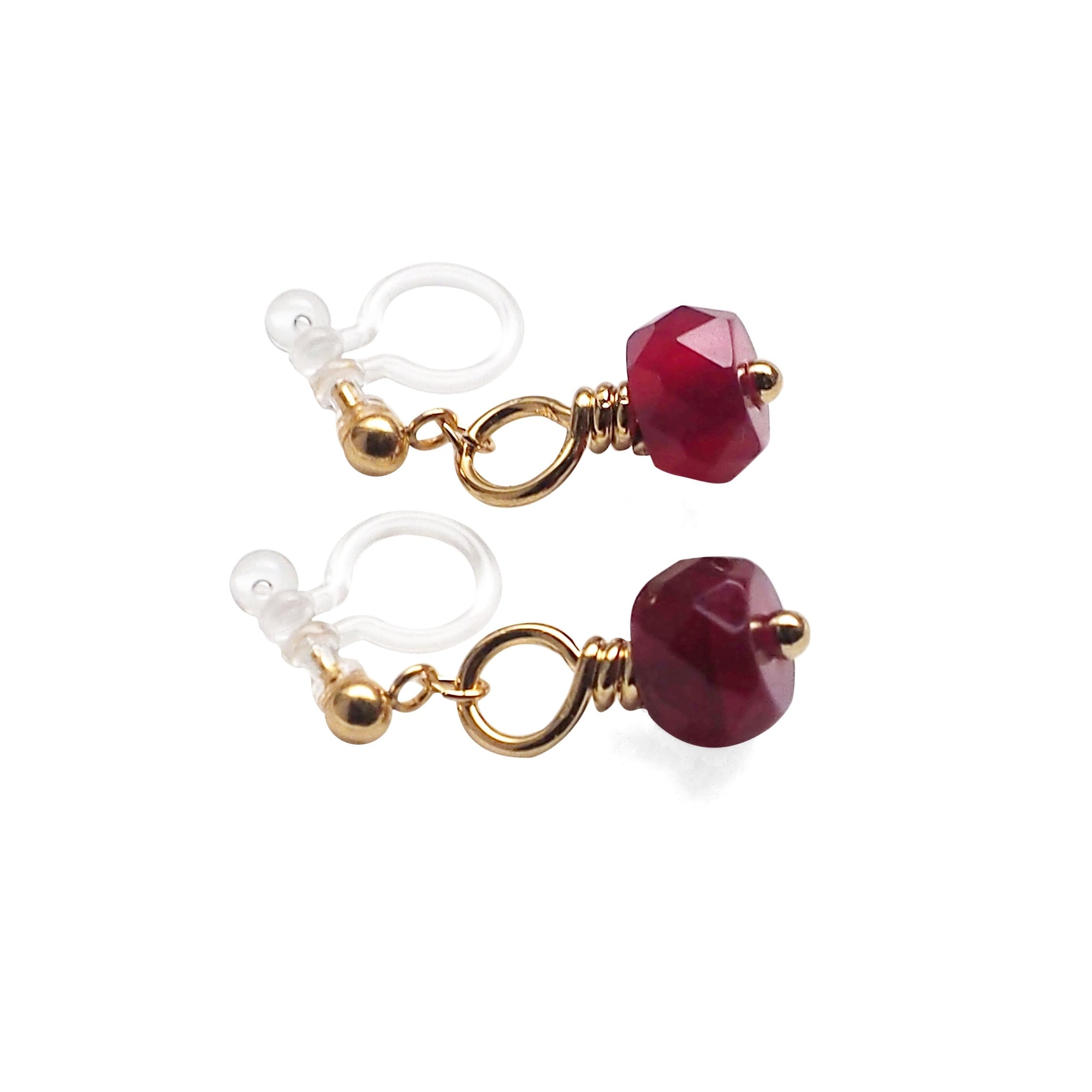 Red Agate Invisible Clip On Earrings - miyabigracejewelry.com