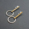 Gold Bar and Circle Invisible Clip On Stud Earrings - Miyabi Grace