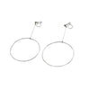 Dangle Silver Circle Hoop Invisible Clip On Earrings - Miyabi Grace