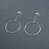 Dangle Silver Circle Hoop Invisible Clip On Earrings - Miyabi Grace
